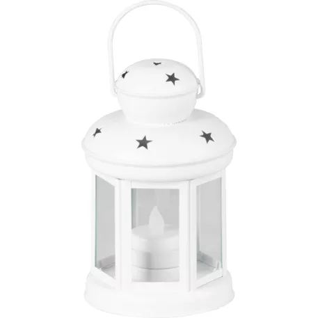 MagicHome karácsonyi lámpás, fehér, LED gyertyával, meleg fehér színben, 10x15/20 cm, mozgó lánggal