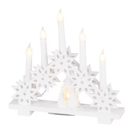 Gyertyatartó MagicHome Karácsony, 6x LED meleg fehér, 2xAA, beltéri, 32x5x30,5 cm