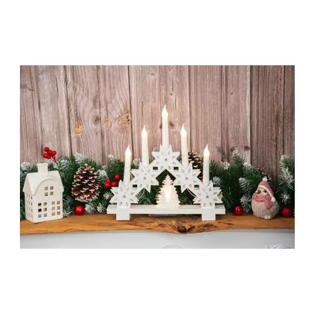 Gyertyatartó MagicHome Karácsony, 6x LED meleg fehér, 2xAA, beltéri, 32x5x30,5 cm