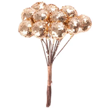 Ág MagicHome Karácsony, berries, arany, 9 cm