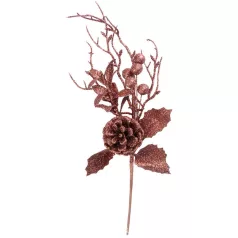   Ág MagicHome Karácsony, bogyókkal és tobozzal, arany, 30 cm