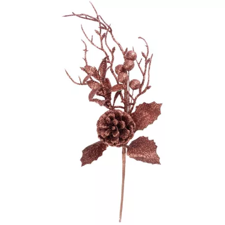 Ág MagicHome Karácsony, bogyókkal és tobozzal, arany, 30 cm