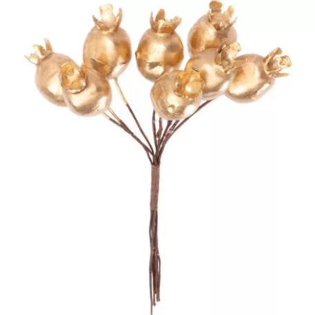 Ág MagicHome Karácsony, csipkebogyó, arany, 13 cm