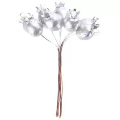 Ág MagicHome Karácsony, csipkebogyó, ezüst, 13 cm