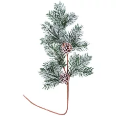   Ág MagicHome Karácsony, természetes, tobozokkal, havas, 63 cm