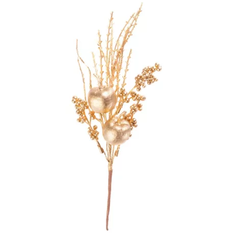 Ág MagicHome Karácsony, almákkal és bogyókkal, arany, 30 cm