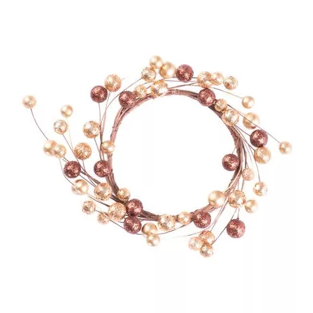Dekoráció MagicHome Karácsony, koszorú, berries, arany, 15 cm