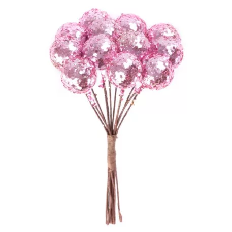 Ág MagicHome Karácsony, Berries, rózsaszín, 9 cm