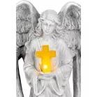 Dekoráció MagicHome, Angyal kereszttel, LED, polirezin, sírra, szolár, 23,5x19,5x30,5 cm