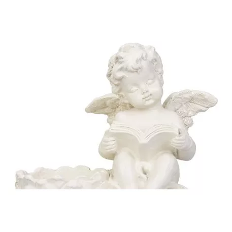 Dekoráció MagicHome, Angyalka könyvvel, polirezin, sírra, 11,5x7,5x9,5 cm