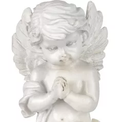   MagicHome dekoráció, Imádkozó angyal könyvön, LED, polirezin, sírhoz, 11,5x7,5x13,5 cm