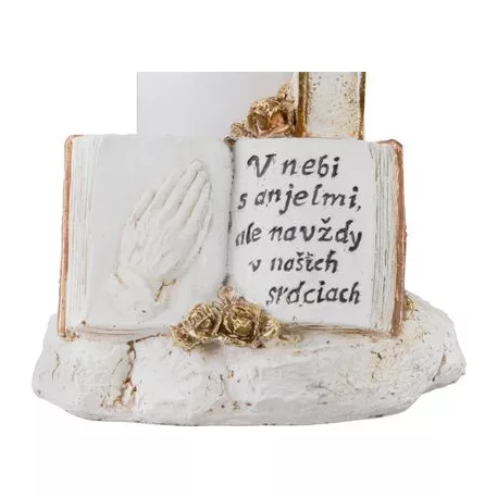 Dekoráció MagicHome, Kereszt gyertyával, LED, polirezin, sírra, 2xAA, 11,5x11,5x18 cm