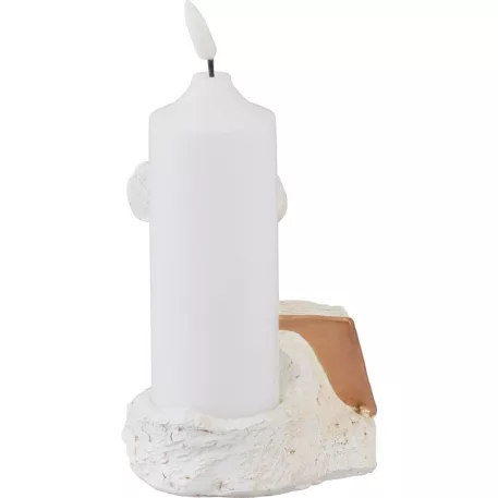 Dekoráció MagicHome, Kereszt gyertyával, LED, polirezin, sírra, 2xAA, 11,5x11,5x18 cm