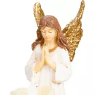 MagicHome dekoráció , Angyal gyertyával, LED, polirezin, sírra, 10,5x14x20 cm