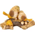 Dekoráció MagicHome Nature, Madarak csonkon, polirezin, 24x10,5x15,5 cm