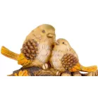 Dekoráció MagicHome Nature, Madarak csonkon, polirezin, 24x10,5x15,5 cm