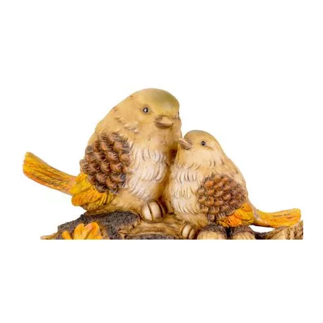 Dekoráció MagicHome Nature, Madarak csonkon, polirezin, 24x10,5x15,5 cm