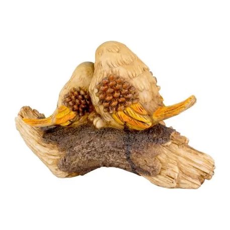 Dekoráció MagicHome Nature, Madarak csonkon, polirezin, 24x10,5x15,5 cm