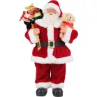 Dekoráció MagicHome Karácsony, Mikulás ajándékokkal és macival, piros, 30 cm