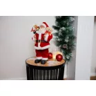 Dekoráció MagicHome Karácsony, Mikulás ajándékokkal és macival, piros, 30 cm