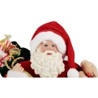 Dekoráció MagicHome Karácsony, Mikulás ajándékokkal és macival, piros, 46 cm