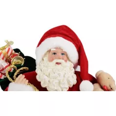   Dekoráció MagicHome Karácsony, Mikulás ajándékokkal és macival, piros, 46 cm