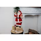 Dekoráció MagicHome Karácsony, Mikulás ajándékokkal és macival, piros, 46 cm