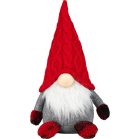 Figura MagicHome Karácsony, Rövid lábú manó, szövet, piros-szürke, 23x16x36 cm