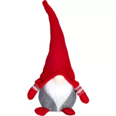   MagicHome karácsonyi manó figura, szövet, vörös-szürke, 15x9x33 cm
