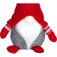   MagicHome karácsonyi manó figura, szövet, vörös-szürke, 15x9x33 cm