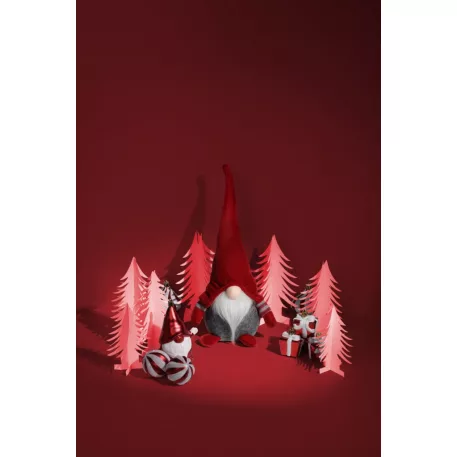 MagicHome karácsonyi manó figura, szövet, vörös-szürke, 15x9x33 cm