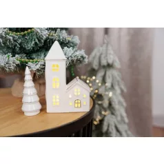   Dekoráció MagicHome, Fa, fehér, porcelán, 4,5x4,5x11,2 cm