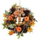 Koszorú MagicHome Nature, őszi, narancssárga, masnival, 35 cm