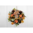 Koszorú MagicHome Nature, őszi, narancssárga, masnival, 35 cm