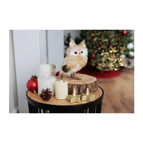 Bagoly MagicHome Karácsony, barna, 7x9x15,5 cm