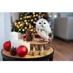   Bagoly MagicHome Karácsony, krémszínű pöttyös, 7x9x15,5 cm