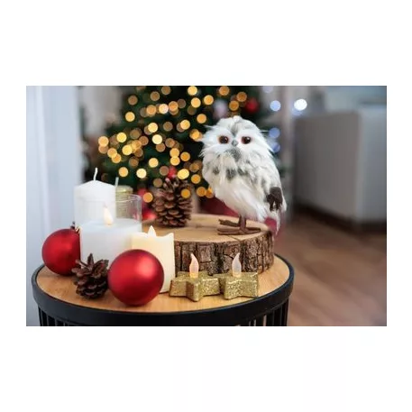 Bagoly MagicHome Karácsony, krémszínű pöttyös, 7x9x15,5 cm