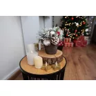 Ikebana MagicHome Karácsony, havas fenyővel, dér utánzat 18 cm