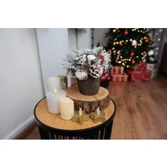   Ikebana MagicHome Karácsony, havas fenyővel, dér utánzat 18 cm