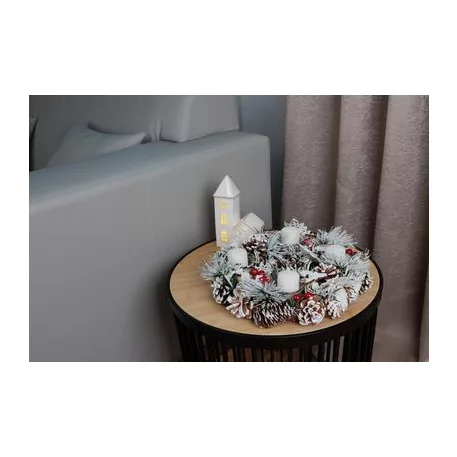 Koszorú MagicHome Vianoce, havas fenyővel, adventi, 31x8,5 cm