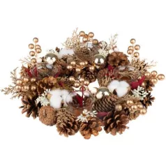   Koszorú MagicHome Vianoce, arany, adventi, pamuttal, 32x8,5 cm