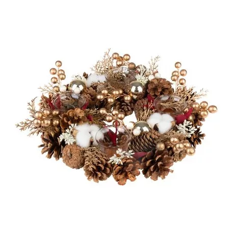 Koszorú MagicHome Vianoce, arany, adventi, pamuttal, 32x8,5 cm