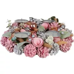   Koszorú MagicHome Vianoce, természetes, rózsaszín, adventi, 30x8 cm