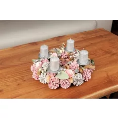   Koszorú MagicHome Vianoce, természetes, rózsaszín, adventi, 30x8 cm