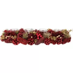  Ikebana MagicHome Karácsony, természetes, piros, adventi, 50x16x9 cm