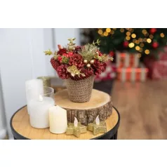 Ikebana MagicHome Karácsony, természetes, piros, 17x17 cm