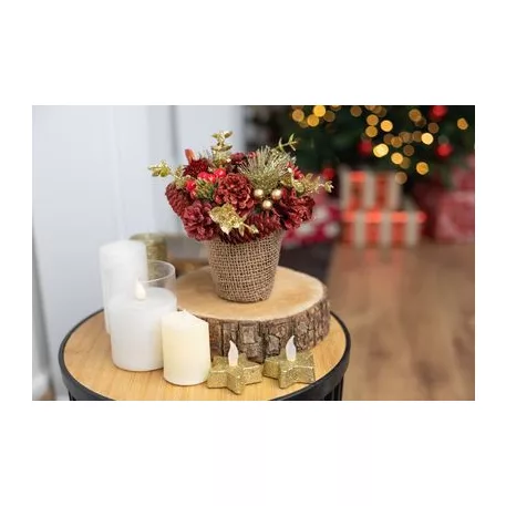 Ikebana MagicHome Karácsony, természetes, piros, 17x17 cm