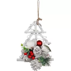   Dekoráció MagicHome Karácsony, fa ágakkal és tobozokkal, függő, 18x6x20 cm