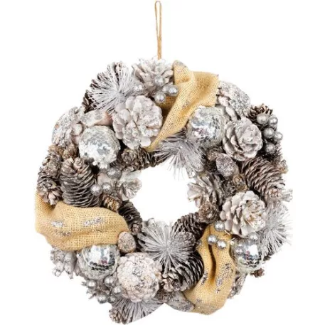 Koszorú MagicHome Vianoce, természetes, krémszínű, függő, 33x9 cm