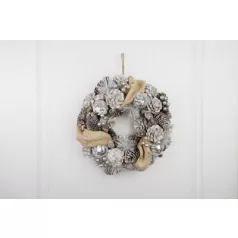   Koszorú MagicHome Vianoce, természetes, krémszínű, függő, 33x9 cm